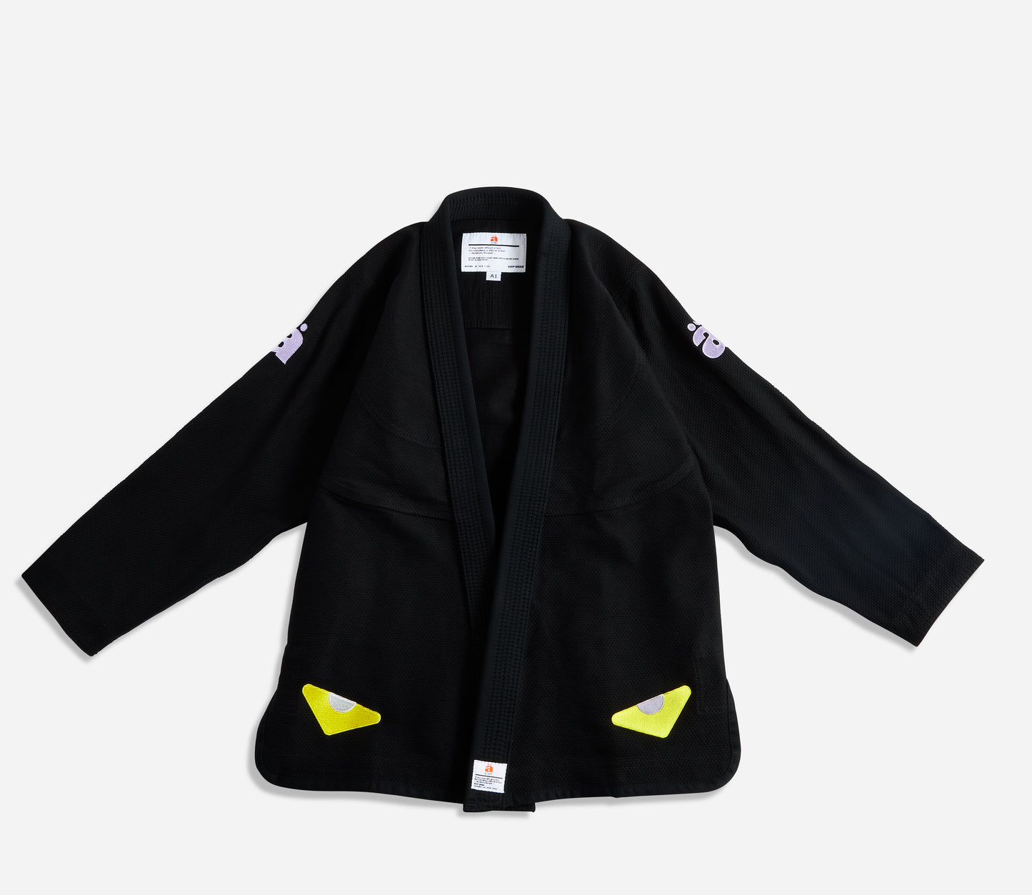 black AbyVHTS "GLARE" Jacket is made with 450 GSM pearl weave Pants is made with 10 oz cotton twill Unique eyes embroidery design on the Jacket vhts europe